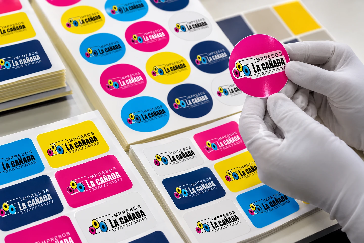 Ejemplo ilustrativo de Stickers y Etiquetas adhesivas